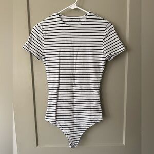 Abercrombie & Fitch Black and White Striped Bodysuit